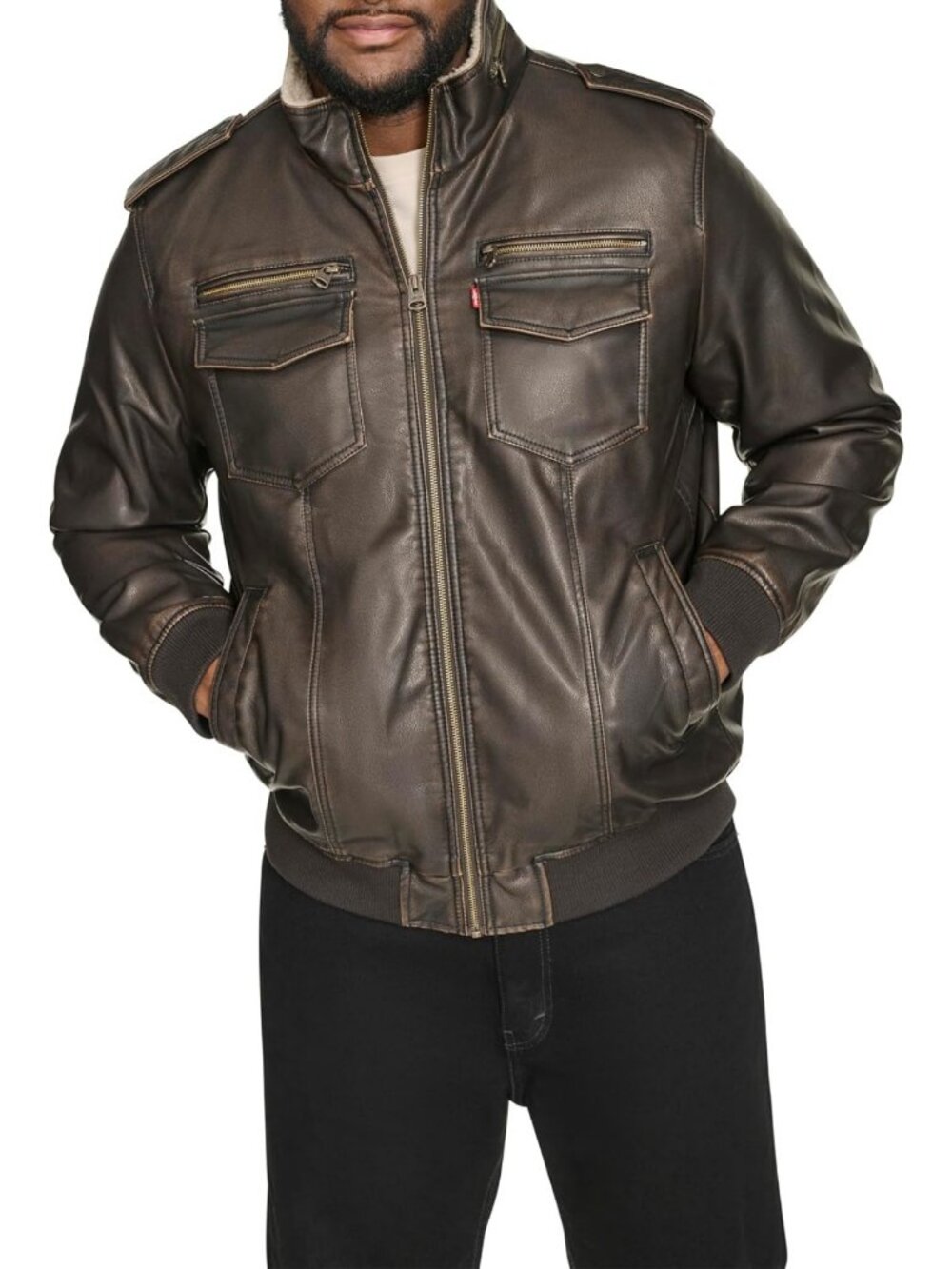 Stylish Men's Faux Leather Aviator Bomber Jacket | Trendy Outerwear Coat